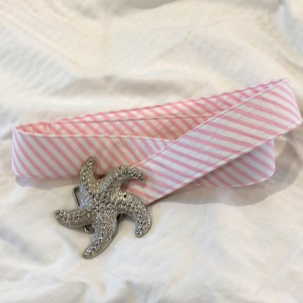 Tailor NY Seersucker starfish beach buckle belt M
